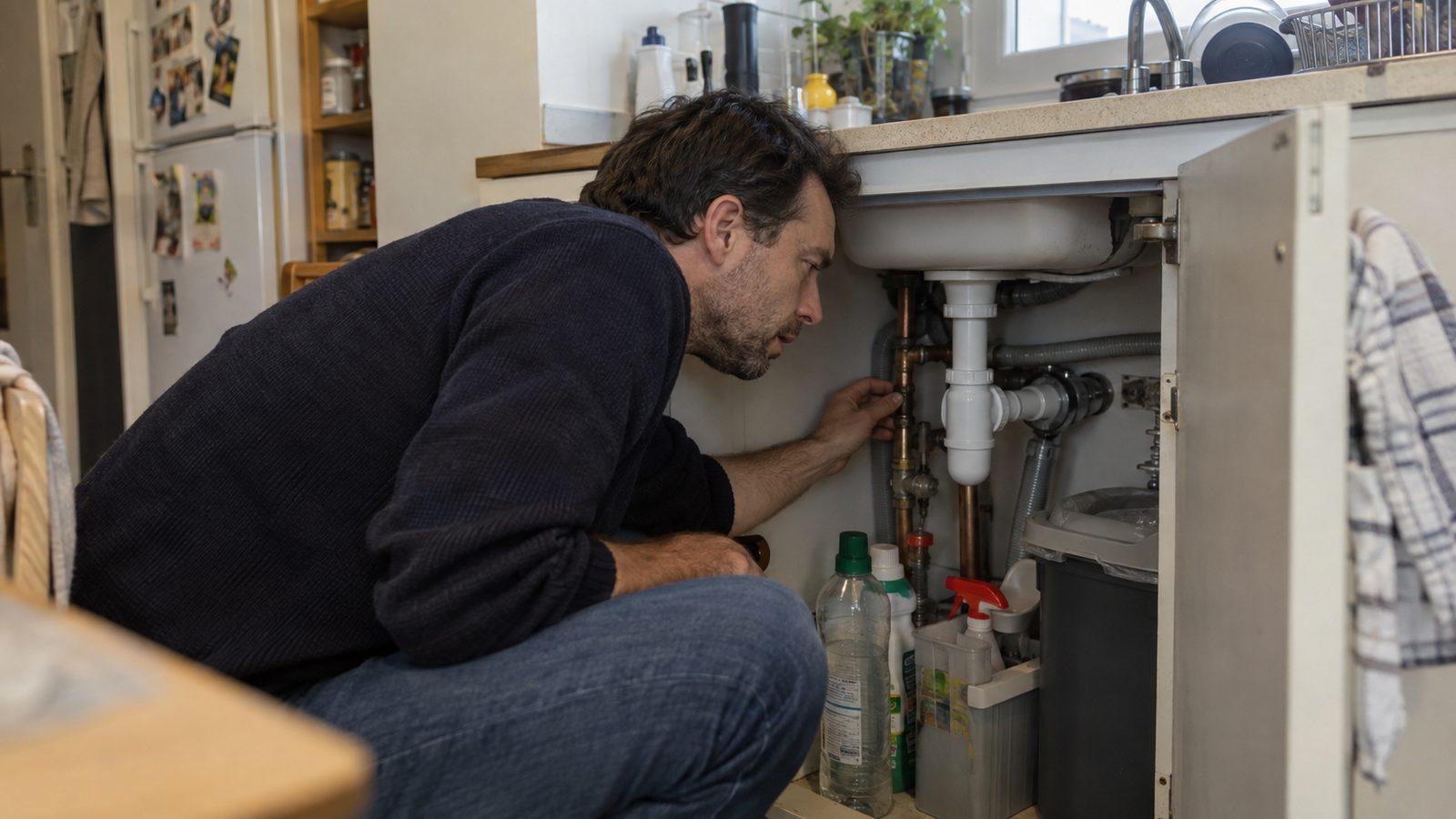 Canalisation en cuivre avec gouttes d'eau au niveau d'un raccord, signe d'une fuite naissante