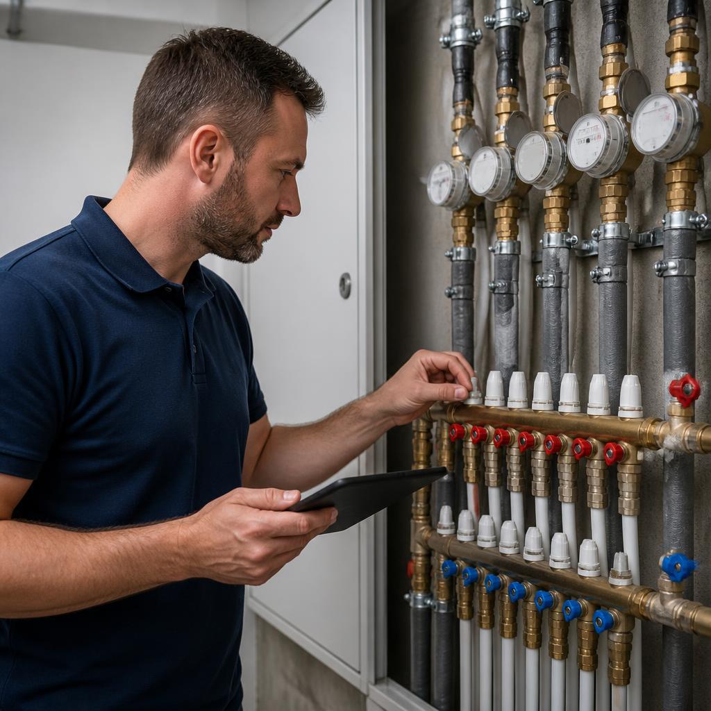 Technicien GIC réalisant une recherche de fuite dans un pavillon à Chilly-Mazarin
