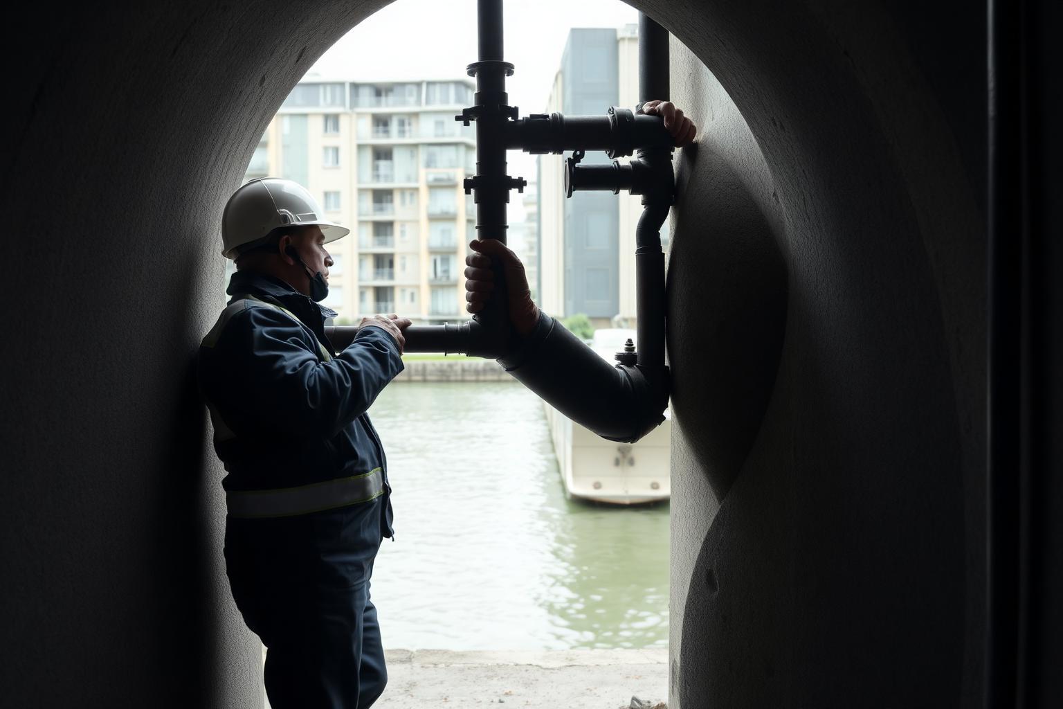 Technicien GIC en recherche de fuite devant un immeuble de Choisy-le-Roi