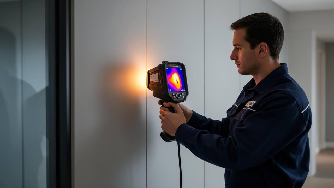 Technicien réalisant une recherche de fuite non destructive dans le Val-de-Marne
