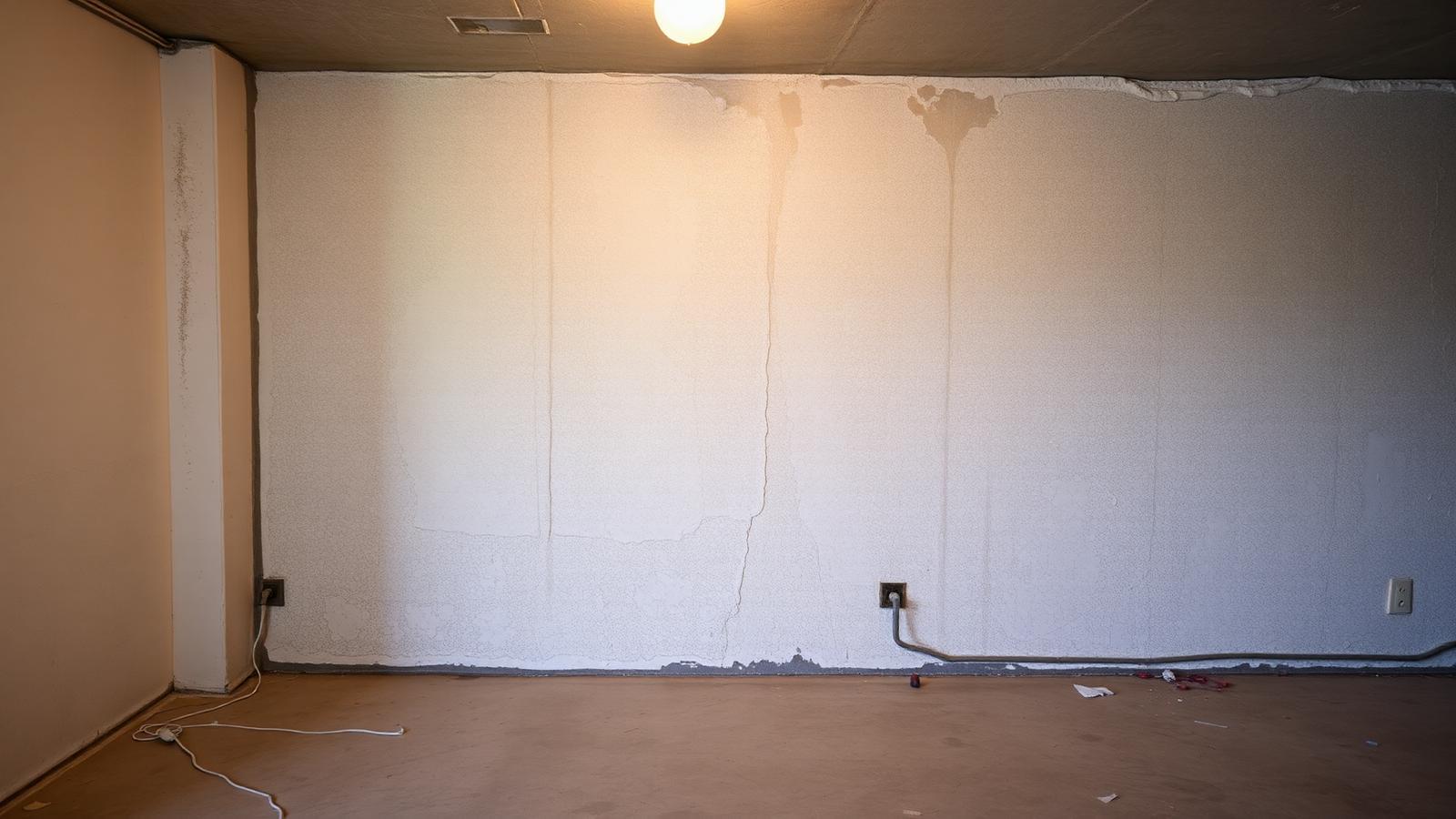 Mur de cave humide dans un pavillon d'Antony avant recherche de fuite