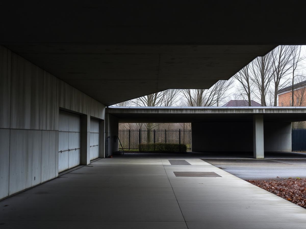 Allée de garage constamment humide devant un pavillon de Combs-la-Ville