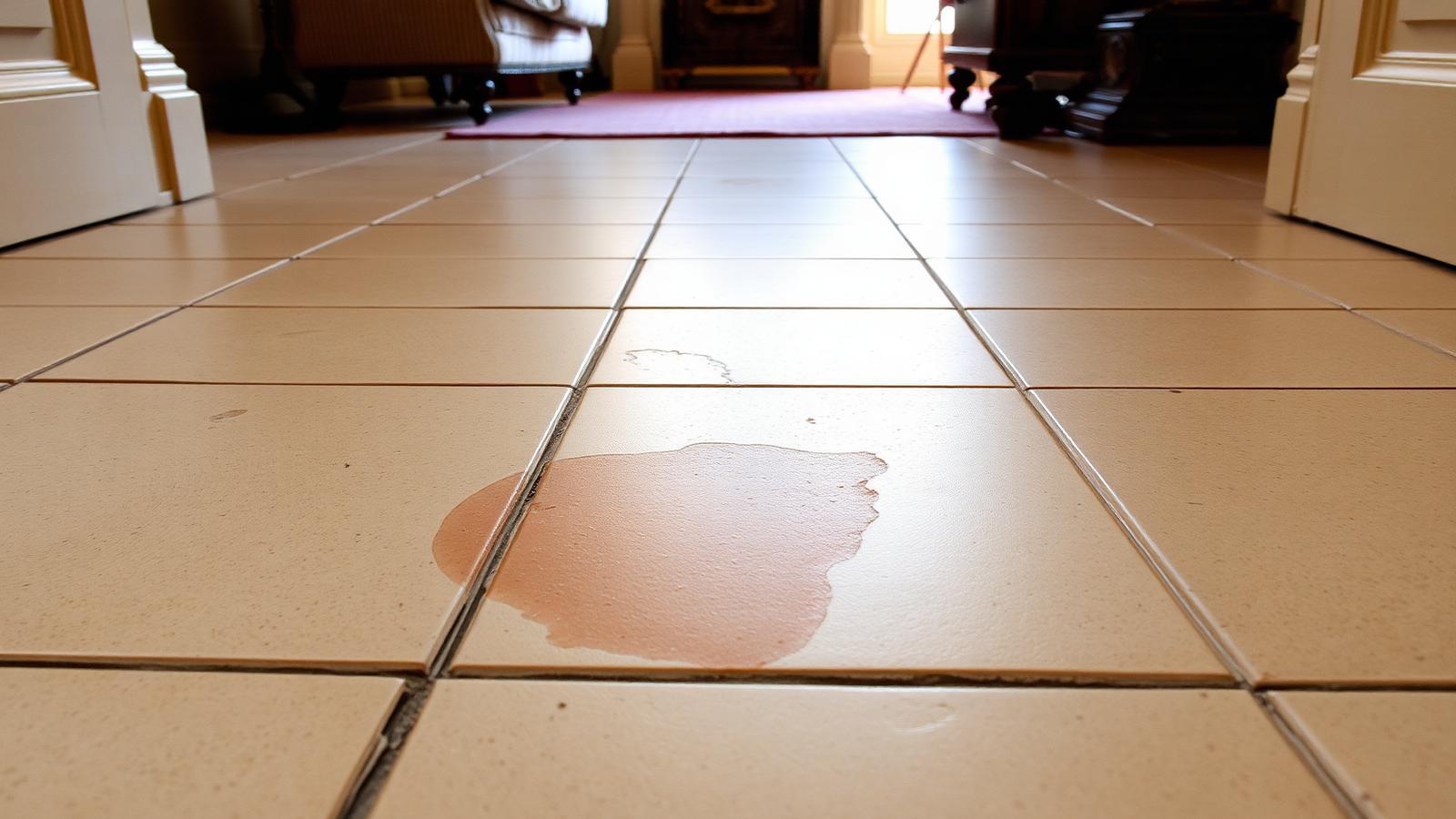 Carrelage humide au-dessus d'un plancher chauffant dans une maison d'Élancourt