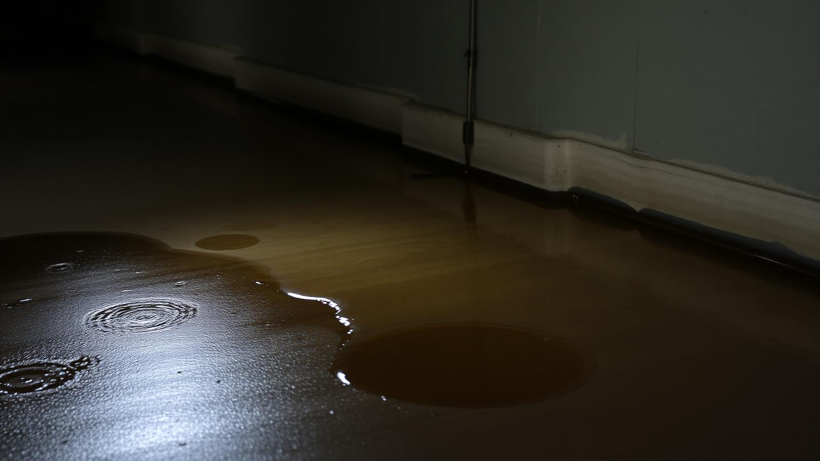 Sol de sous-sol humide dans un immeuble d'Épinay-sur-Seine en bord de Seine