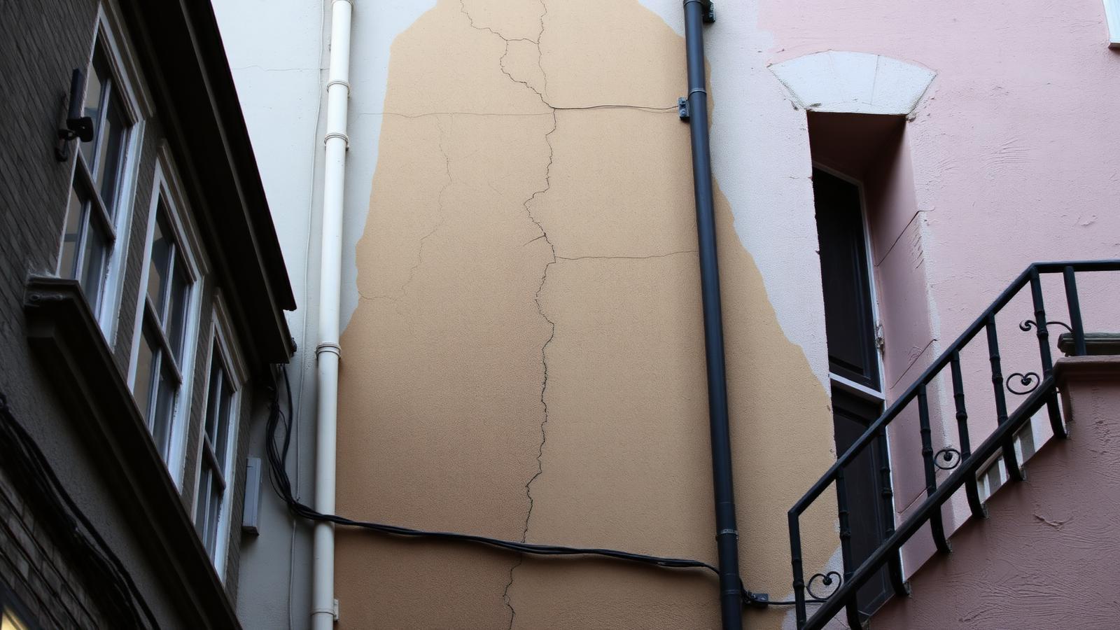 Mur mitoyen humide entre deux maisons de ville à Malakoff