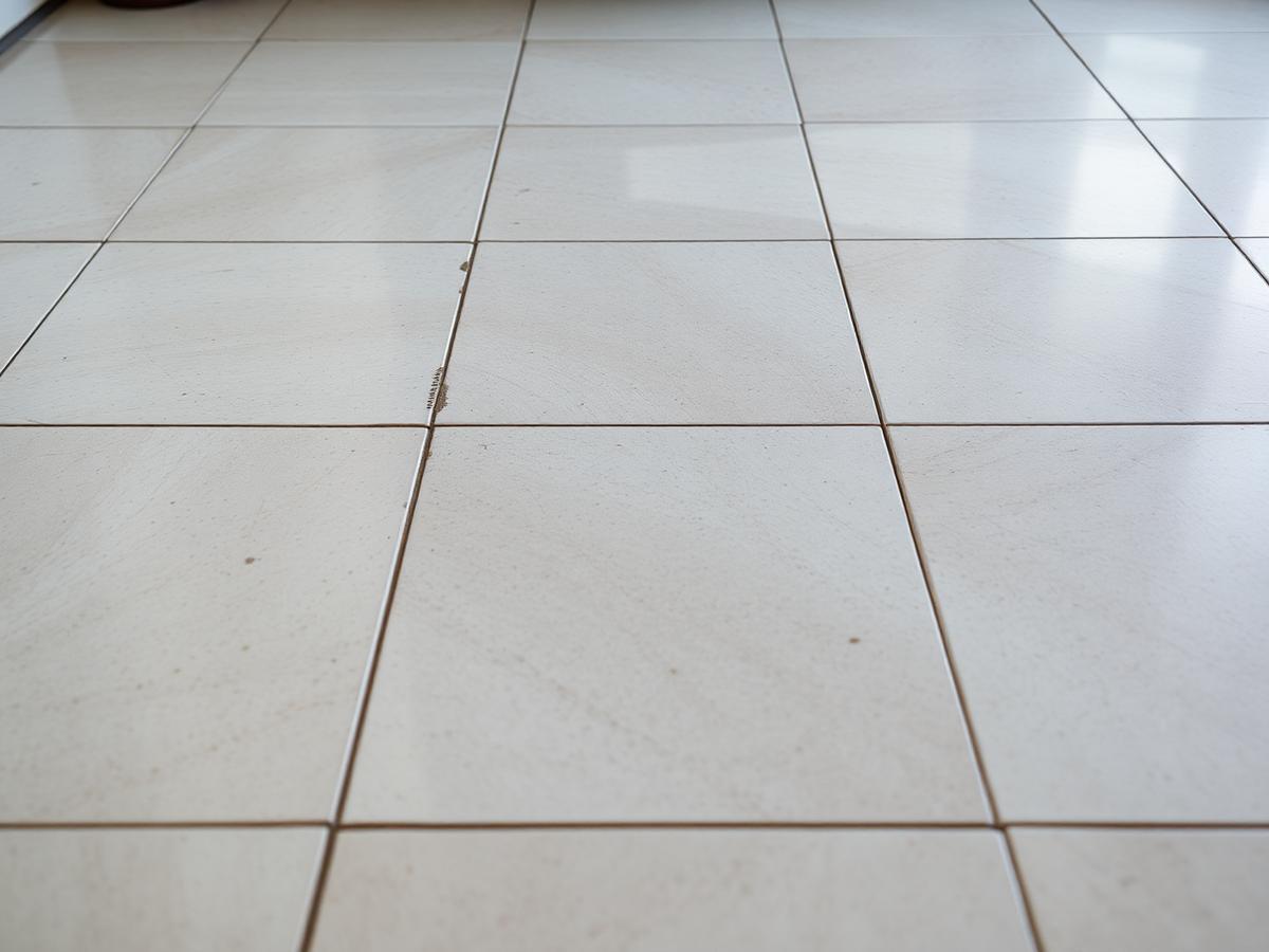 Joints de carrelage foncés par l'humidité dans une maison de Moissy-Cramayel