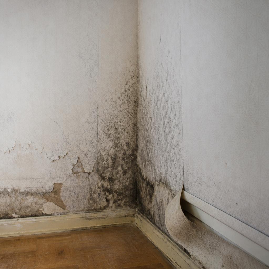 Tache d'humidité sur un plafond dans un logement à Morsang-sur-Orge