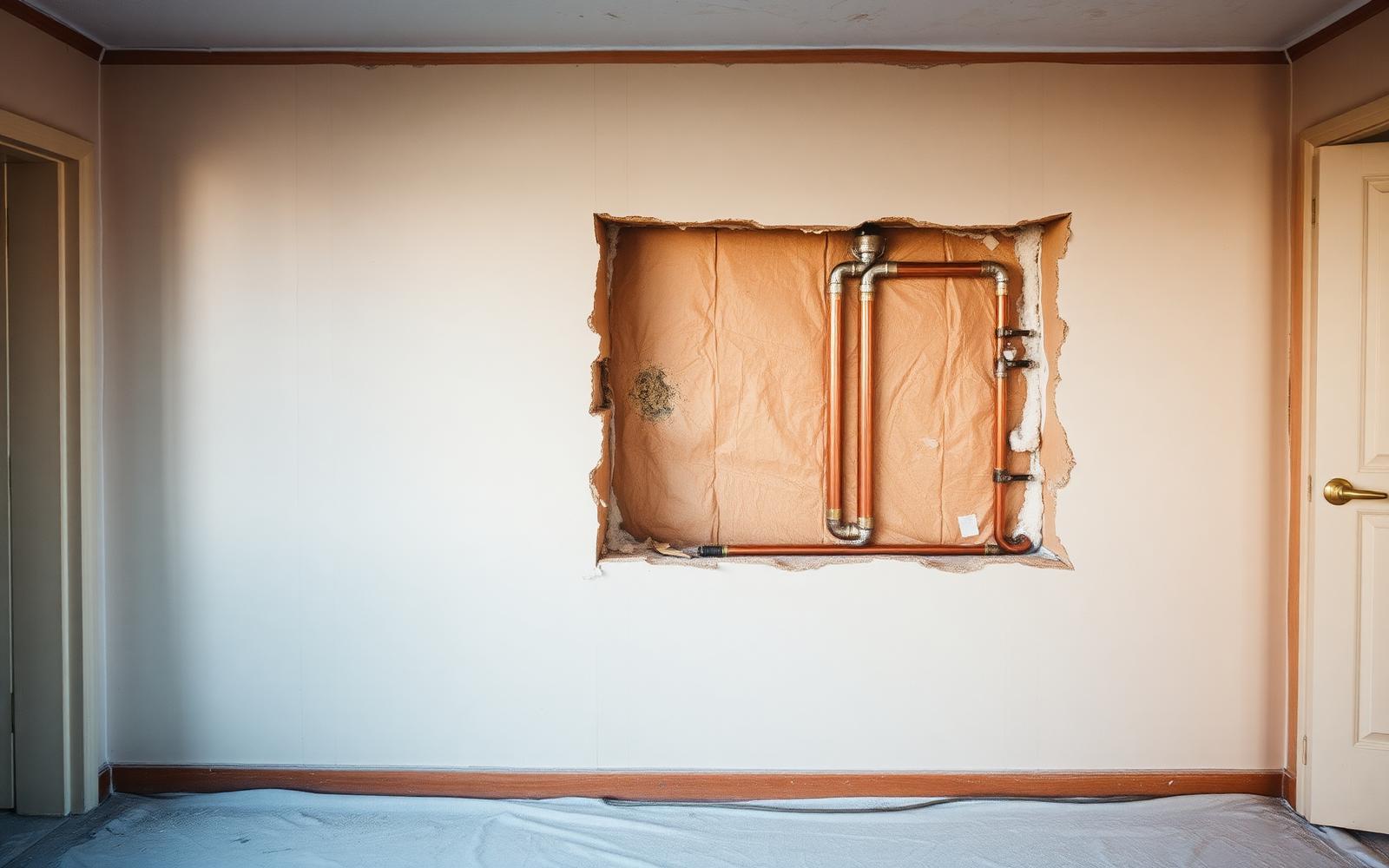 Trace d'humidité sur une cloison rénovée d'un logement pantinois pendant un diagnostic