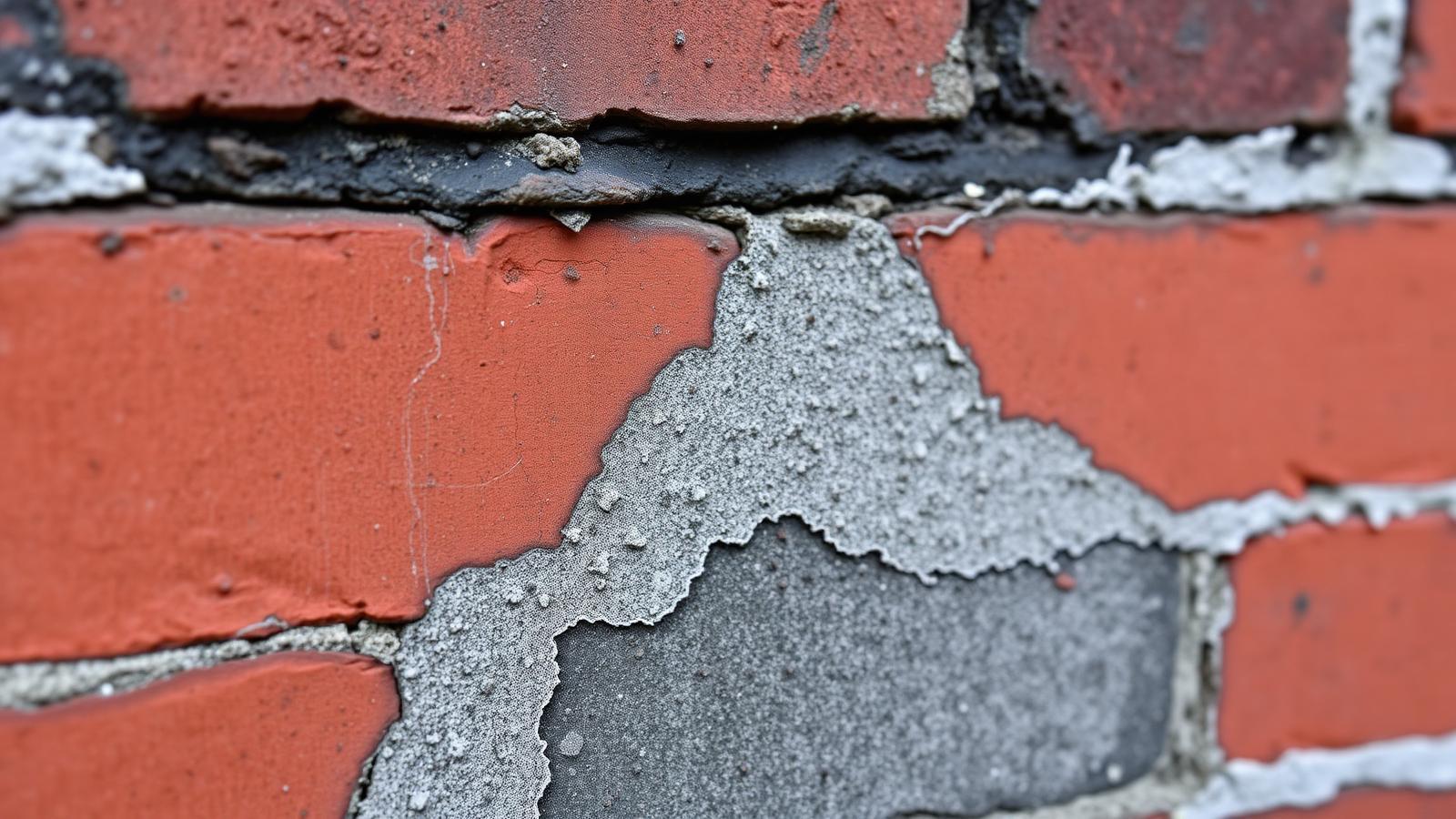 Bas de mur en brique humide dans un pavillon de la cité-jardin de Stains