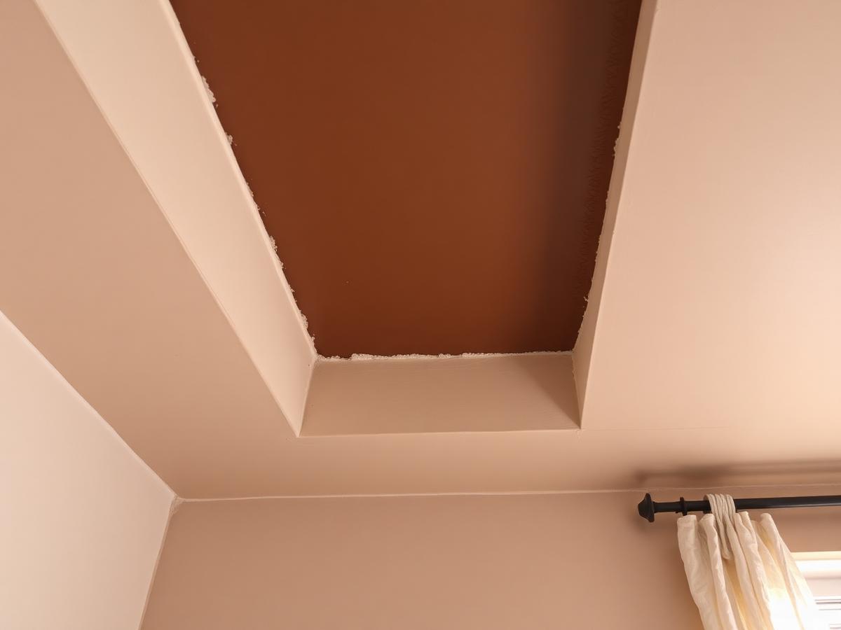 Auréole d'humidité au plafond d'un appartement de Torcy avant recherche de fuite