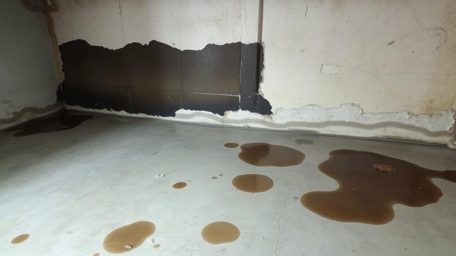 Bas de mur humide dans un sous-sol de pavillon à Vaires-sur-Marne