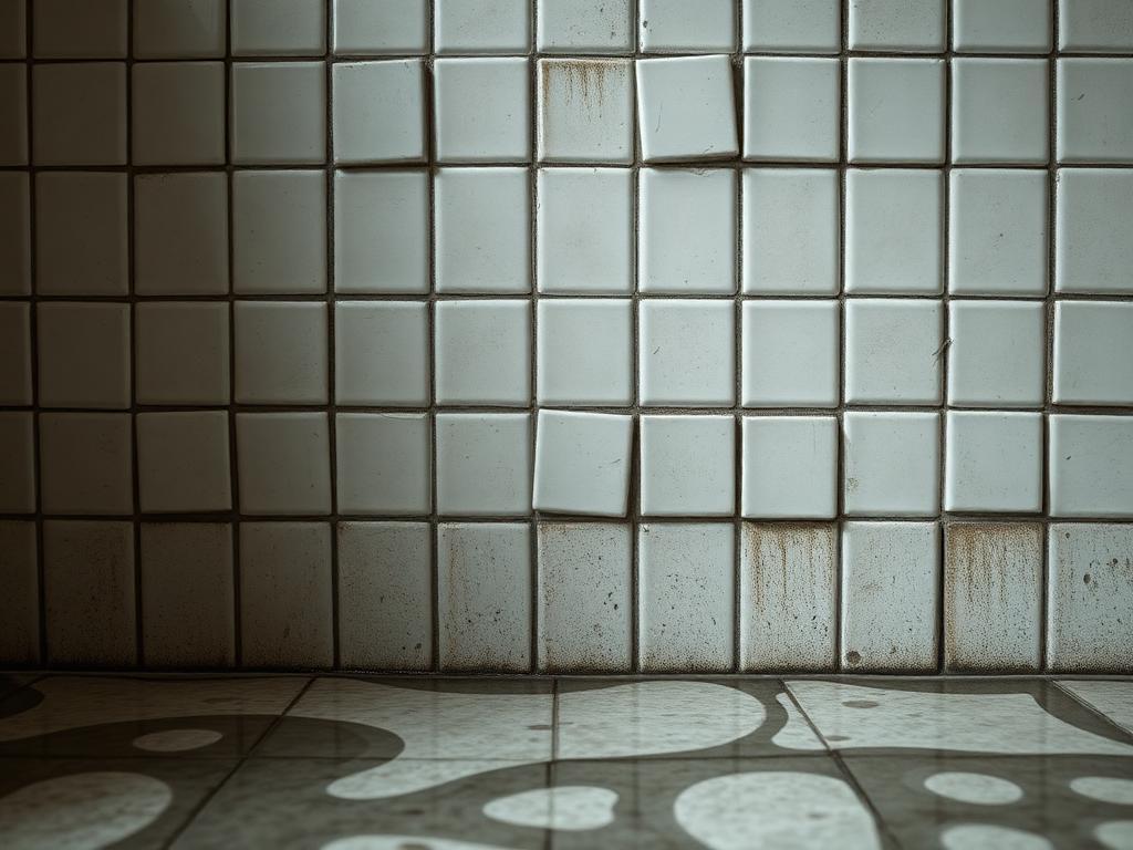 Carrelage de salle de bain descellé par l'humidité dans un logement de Villiers-sur-Marne